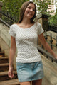 White with Navy Large Polka Dot