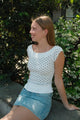 White with Navy Large Polka Dot