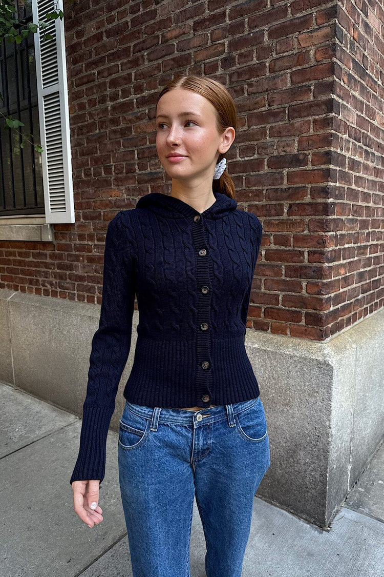 Aura Cable Knit Cardigan - Brandy Melville