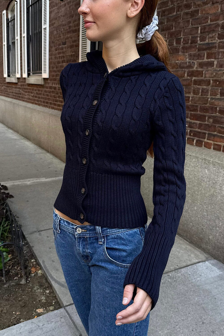 Aura Cable Knit Cardigan - Brandy Melville