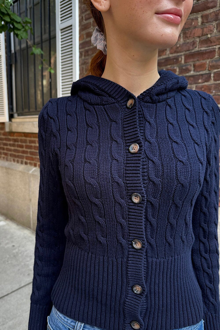Aura Cable Knit Cardigan - Brandy Melville