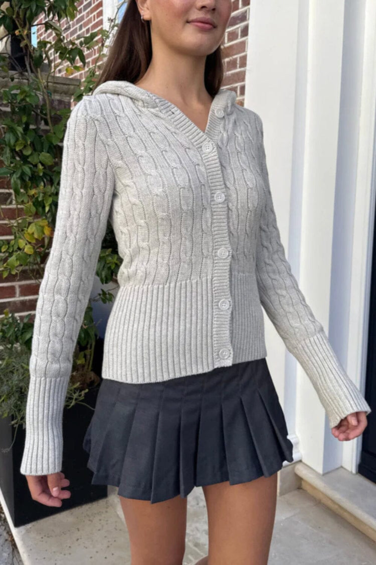 Aura Cable Knit Cardigan - Brandy Melville