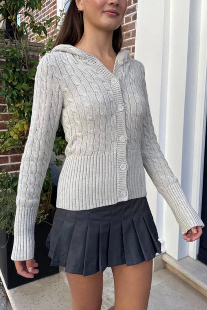 Aura Cable Knit Cardigan - Brandy Melville