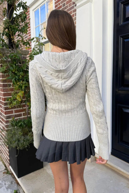 Aura Cable Knit Cardigan - Brandy Melville