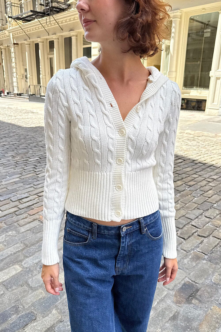 Aura Cable Knit Cardigan - Brandy Melville