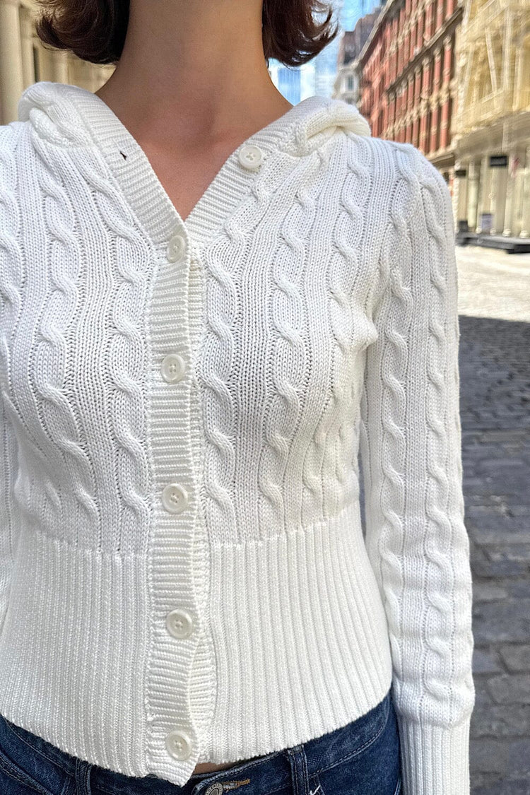 Aura Cable Knit Cardigan - Brandy Melville