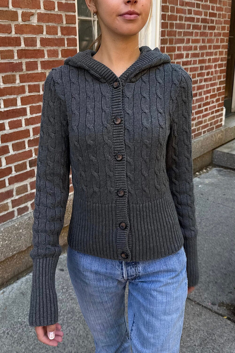 Aura Cable Knit Cardigan - Brandy Melville