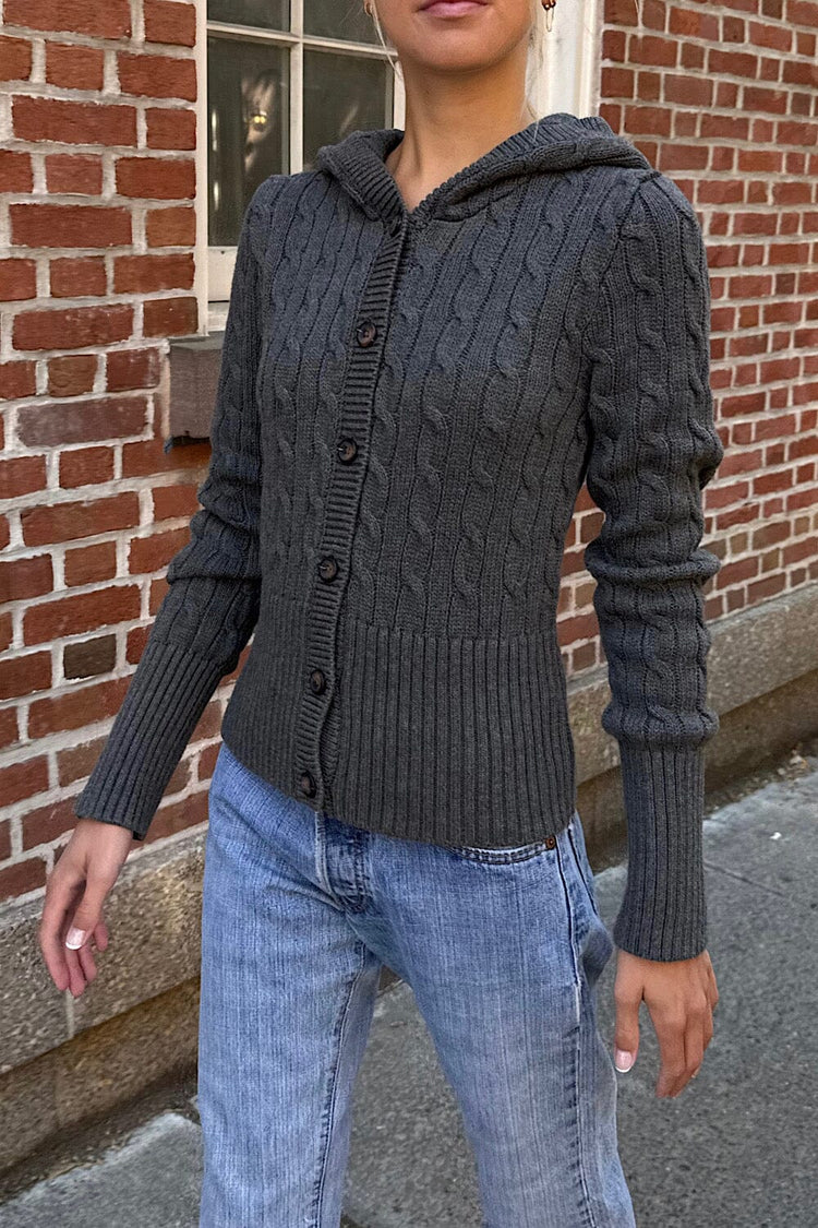 Aura Cable Knit Cardigan - Brandy Melville