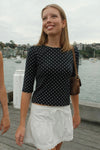 Navy with White Polka Dots