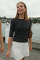 Navy with White Polka Dots